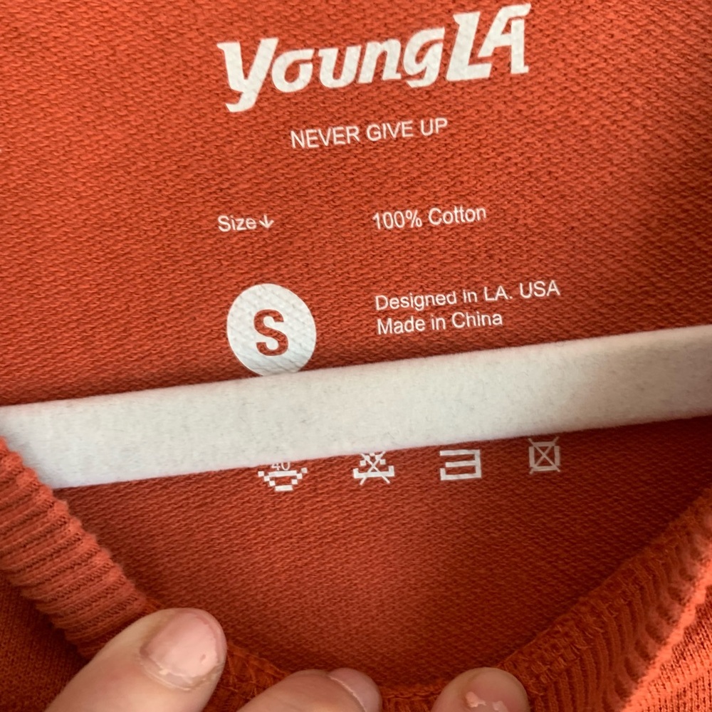 YoungLA Men's Burnt Orange Tee Shirt Sleeve Top Casual Cotton Size Small - Picture 3 of 4